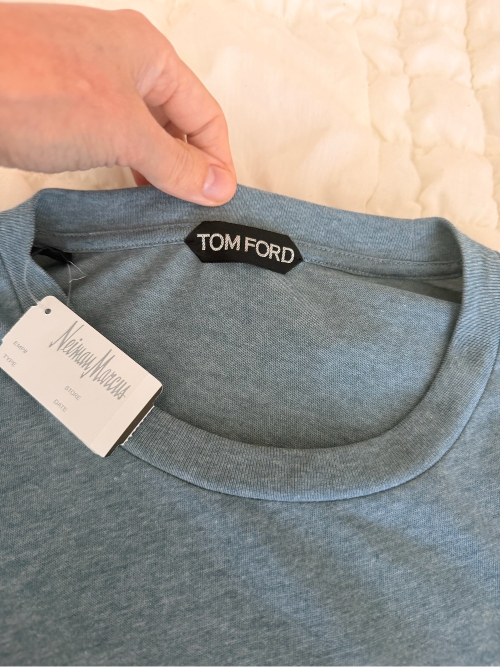 Tom Ford Short-Sleeve Crewneck Tee in Heather Blue